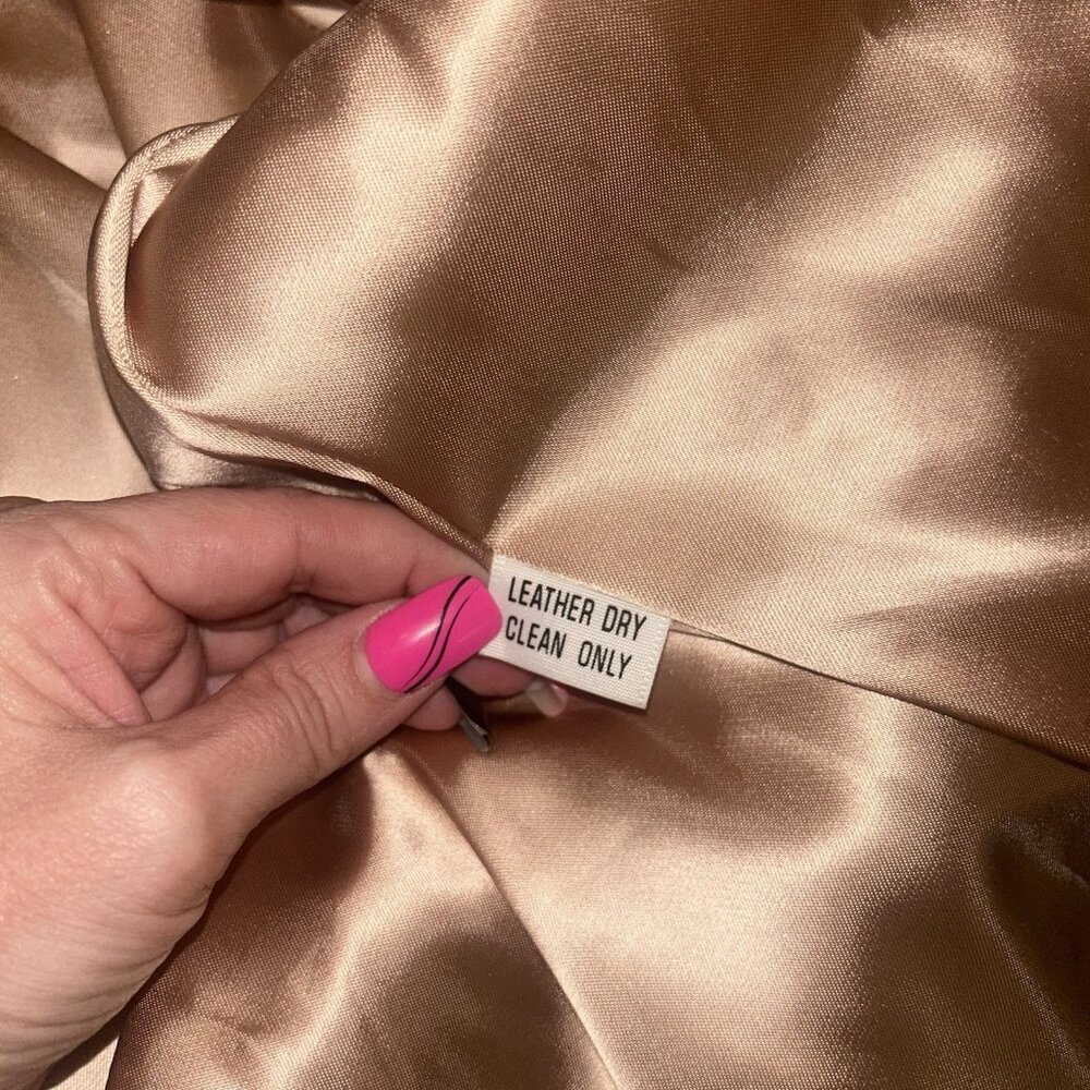 Vintage The Leather Factory Pharr Texas Embroidered Tan Leather Jacket Size 44 - Picture 9 of 12